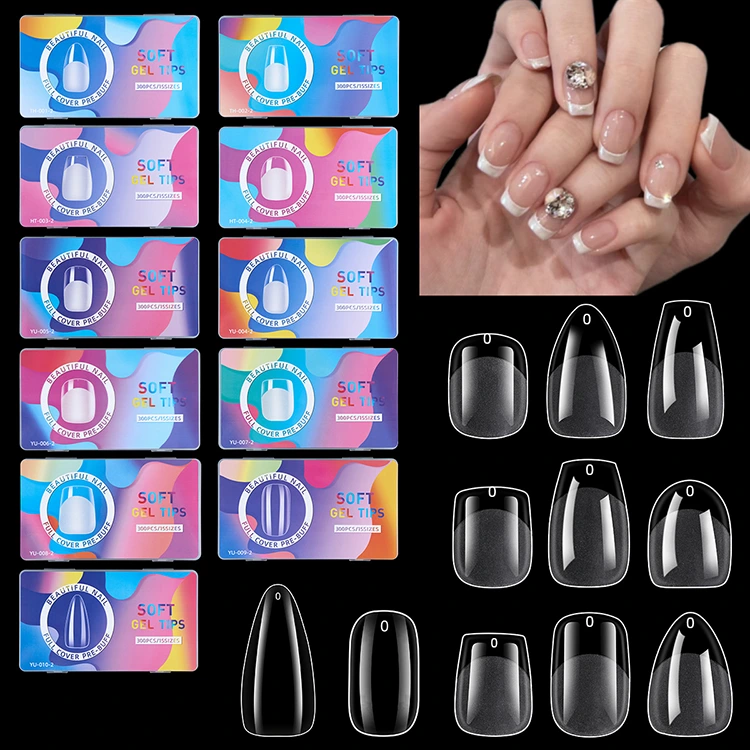 15 -størrelse myke gel -tips - full dekk negleforlengelser