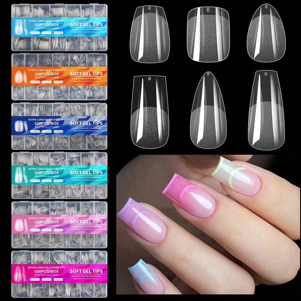 600 stk Soft Gel Full Cover Nail Tips
