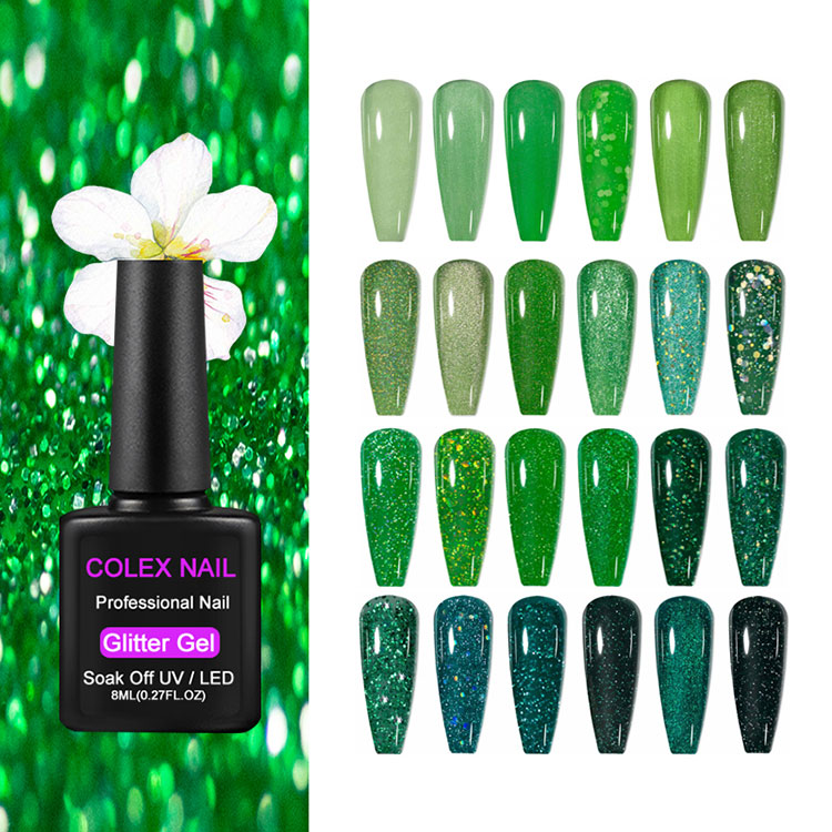 8 ml grønn glitter gelpolish