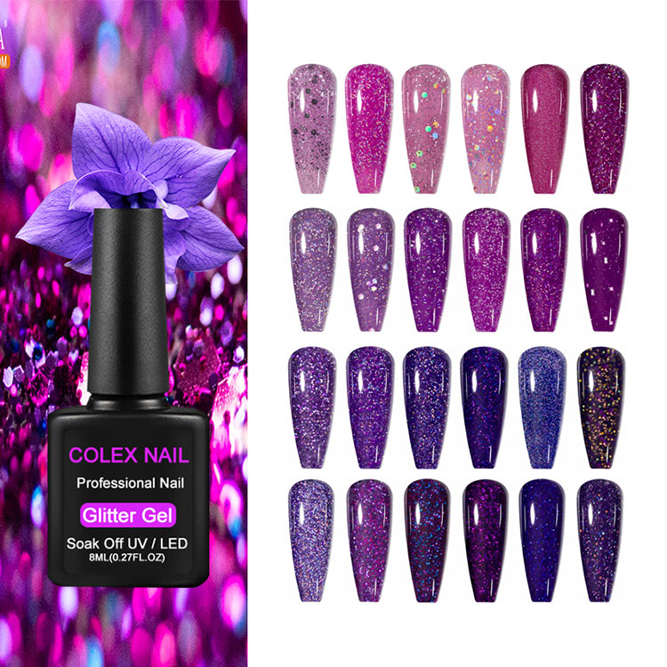 8 ml lilla glitter gelpolish