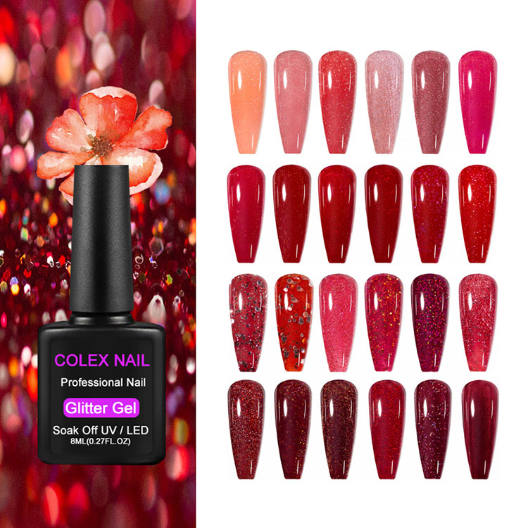 8 ml rød glitter gel polsk gave