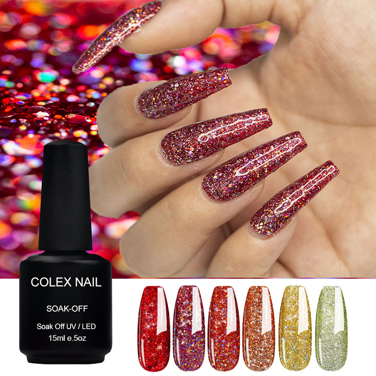 Kreativ flerfarget glitter gelpolish