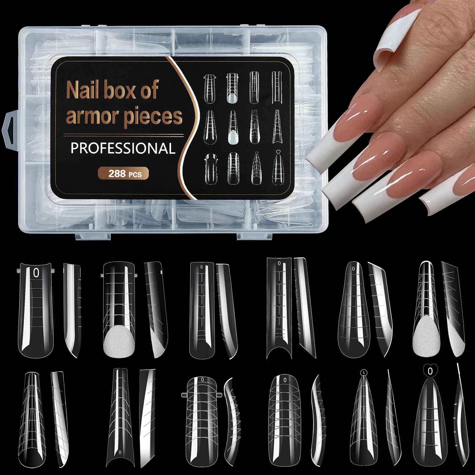 Dual Nail Forms Nail Tips 12 Shapes 288stk for poly nail gel