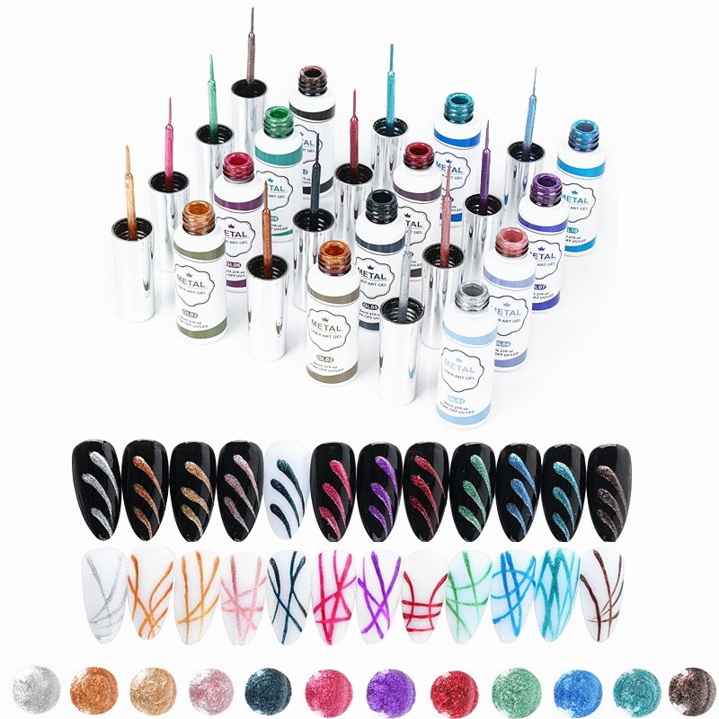Metallisk gelforing Nail Art Set