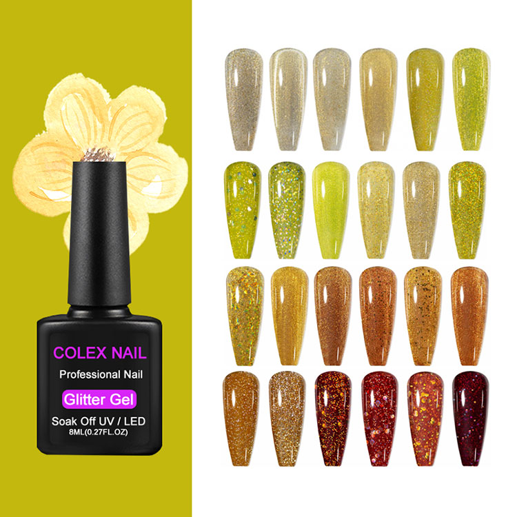 Oransje gul glitter gelpolish sett