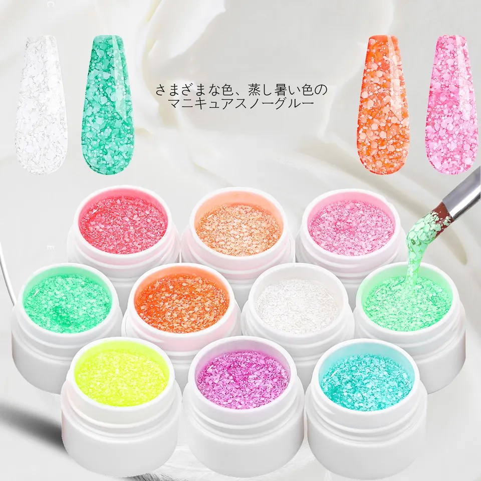 Snowflakes paljetter glitter snø negl geler