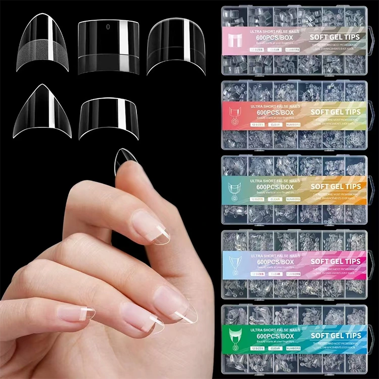 Ultra korte myke gel tips - 600 stk